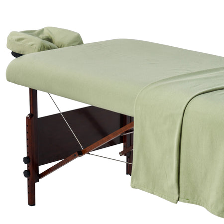 Master Massage Cotton Flannel Sheets Set (3 Piece Set) Massage Table Cover Set, Beauty Salon SPA Bed Replacement Cover, Includes Table Cover, Face Cushion Cover, Table Sheet (Lily Green)