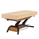 Master Massage Atlas Flat Electric Lift Spa Salon Stationary Bed - Cream Top with Walnut Base