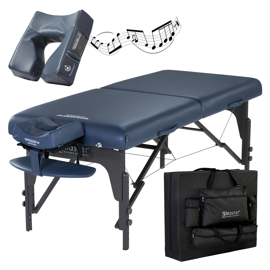 Master Massage 31" Extra Wide Montclair Pro Memory Foam Portable Massage Table Package with Reiki - Royal Blue