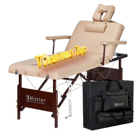 Master Massage 30" DEL RAY™ SALON Portable Massage Table Package with Therma-Top® - Adjustable Heating System! (Sand Color)