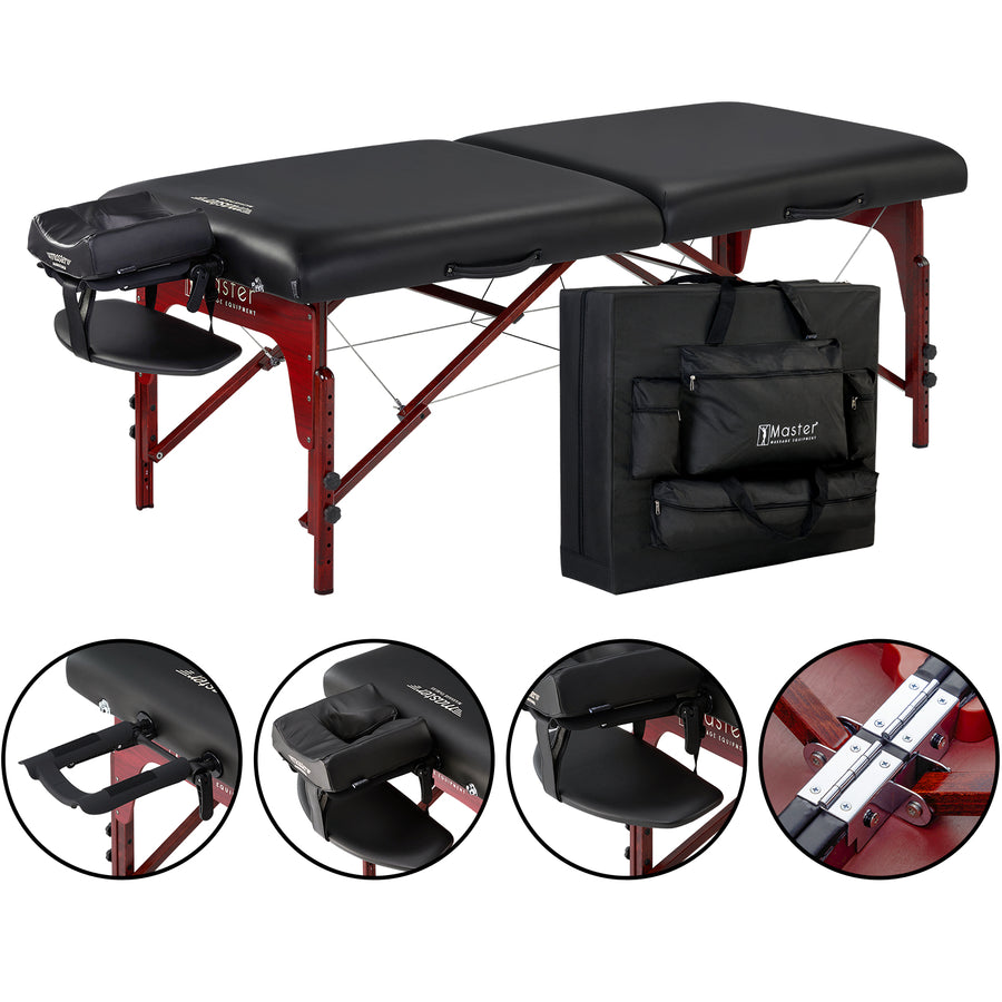 Master Massage 31" Extra Wide Montclair Pro Memory Foam Portable Massage Table Package with Reiki - Snow White