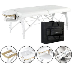Master Massage 31" Extra Wide Montclair Pro Memory Foam Portable Massage Table Package with Reiki - Snow White