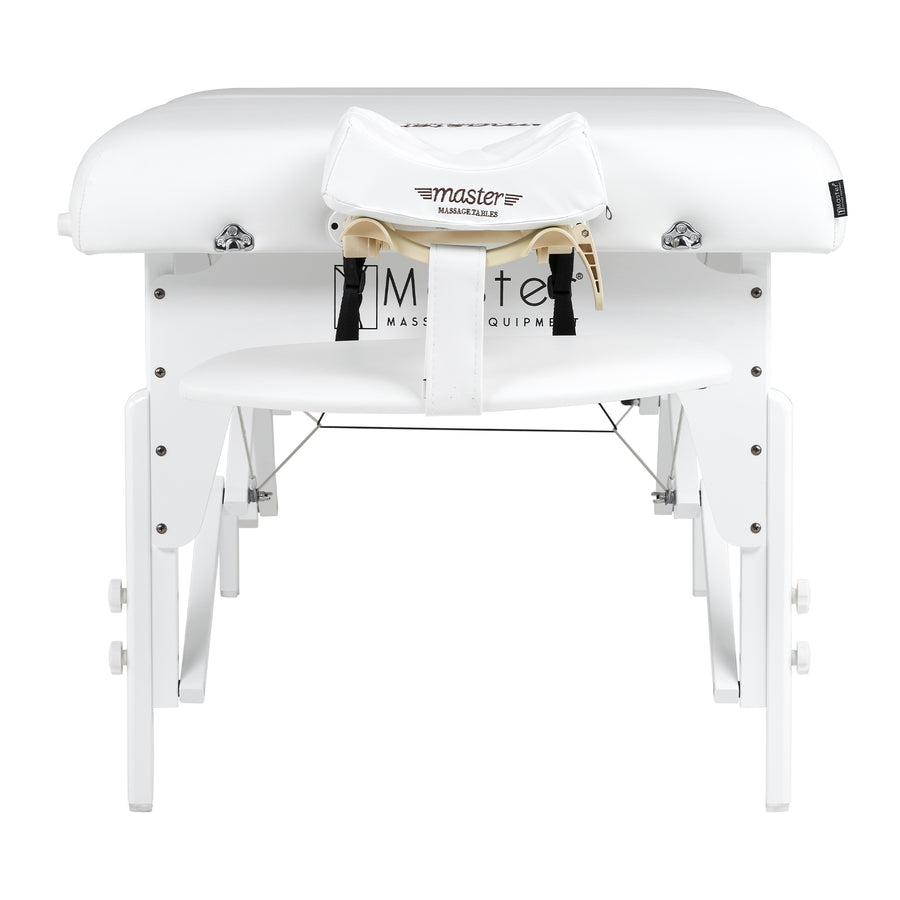 Master Massage 31" Extra Wide Montclair Pro Memory Foam Portable Massage Table Package with Reiki - Snow White