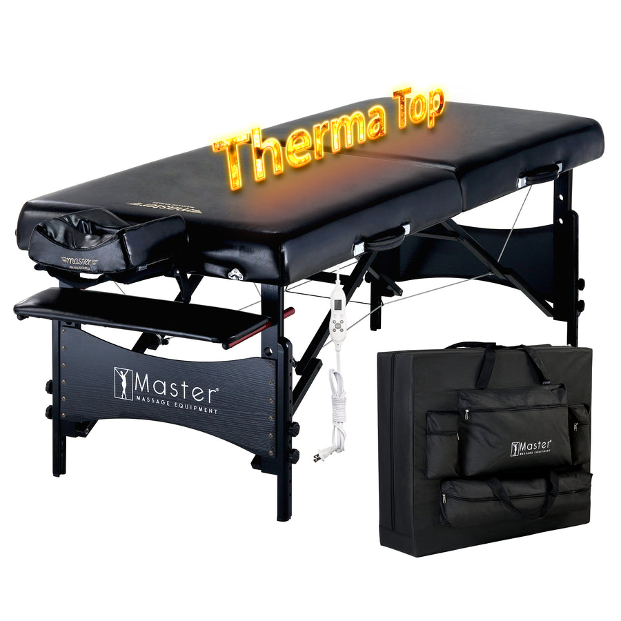 Master Massage 30" GALAXY™ Portable Massage Table Package with THERMA-TOP® - Built-In Adjustable Heating System, Black Color