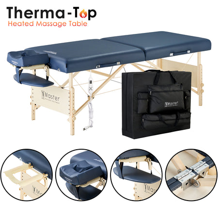 Master Massage 30" CORONADO™ Portable Massage Table Package with Therma-Top® - Adjustable Heating System! (Royal Blue Color)