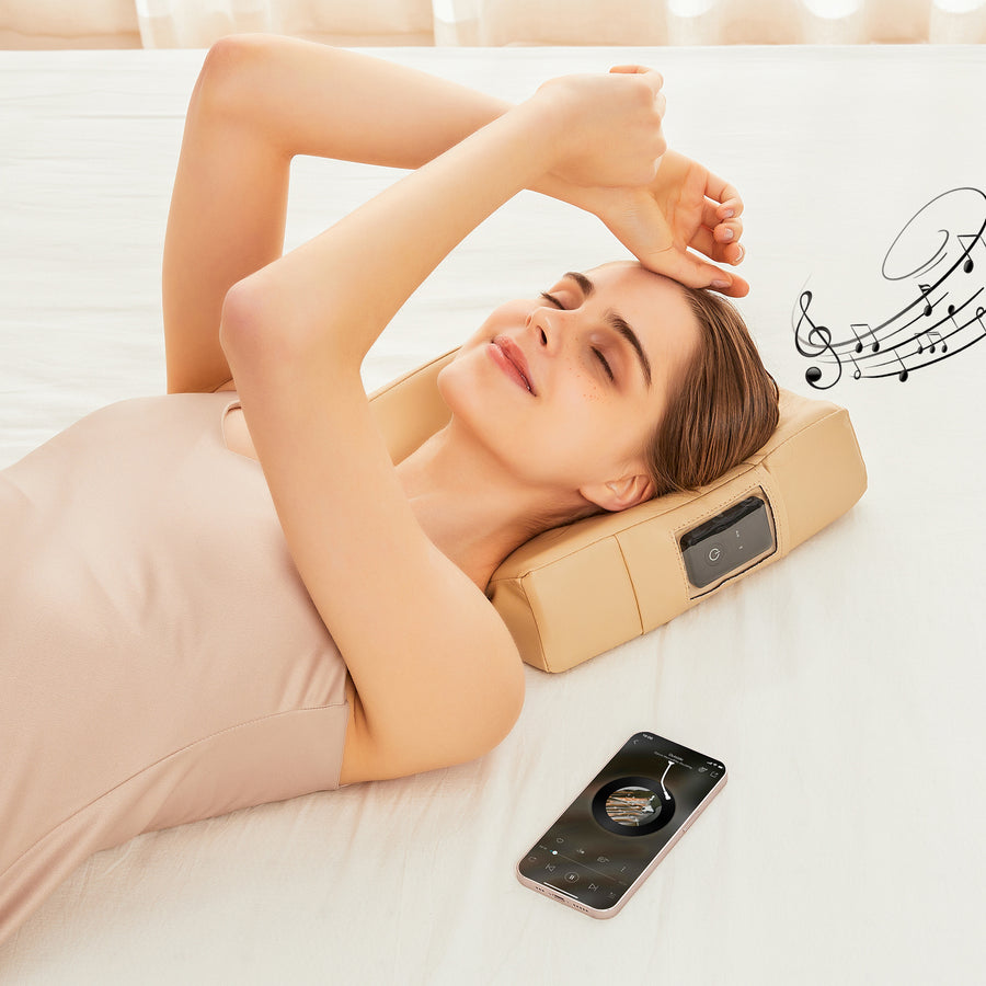 MusicMaster™ High Fidelity Sound Ergonomic Dream Face Cushion- Bluetooth Music Massage Pillow- Cream