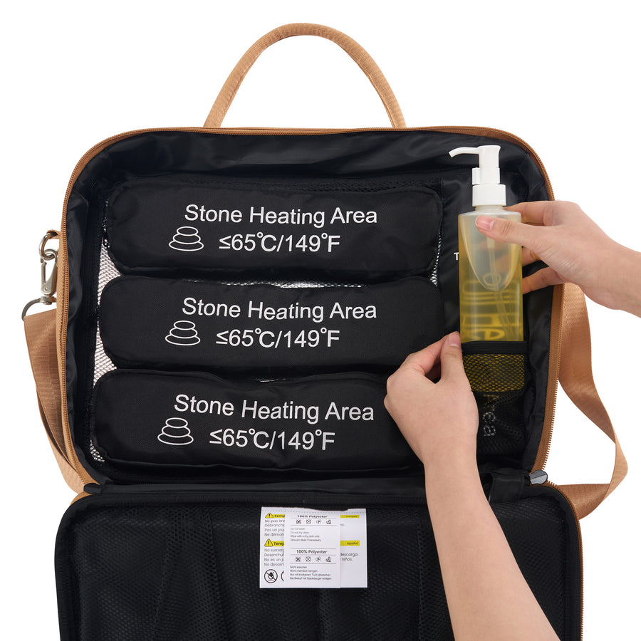 Master Massage Hot Stone Massage Heater Bag with Adjustable Temperature Control, Portable Spa Stone Warmer for Massage Stones & Towels (Black)