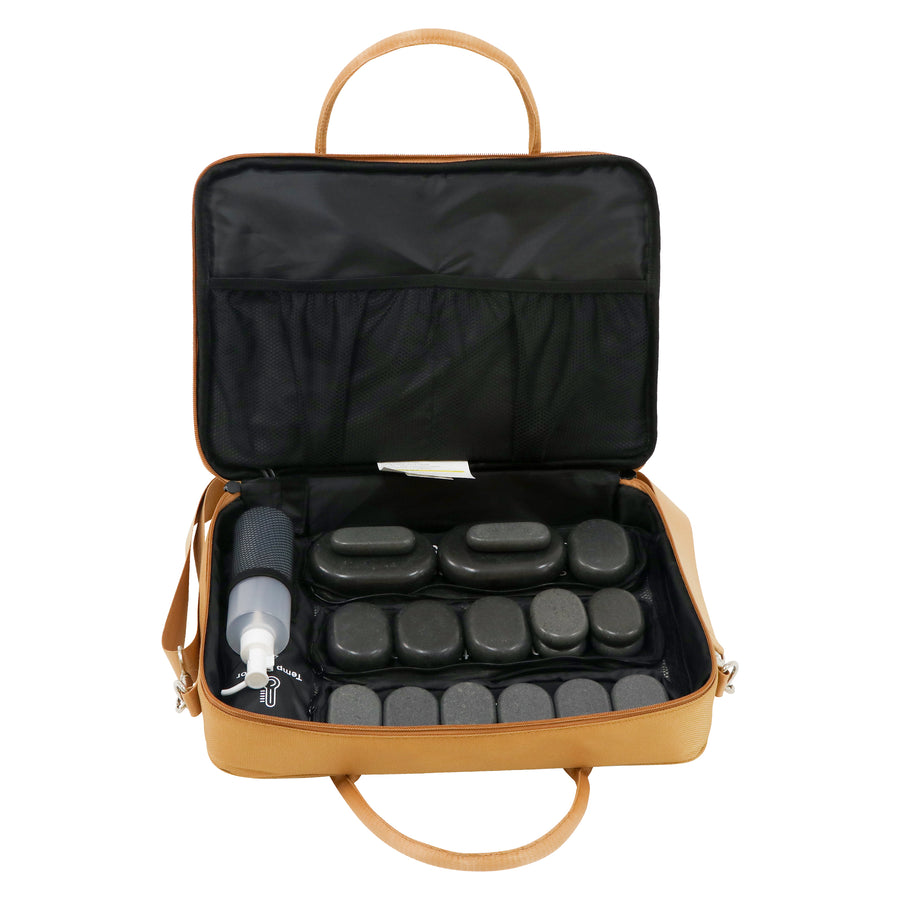 Master Massage Hot Stone Massage Heater Bag with Adjustable Temperature Control, Portable Spa Stone Warmer for Massage Stones & Towels (Brown)