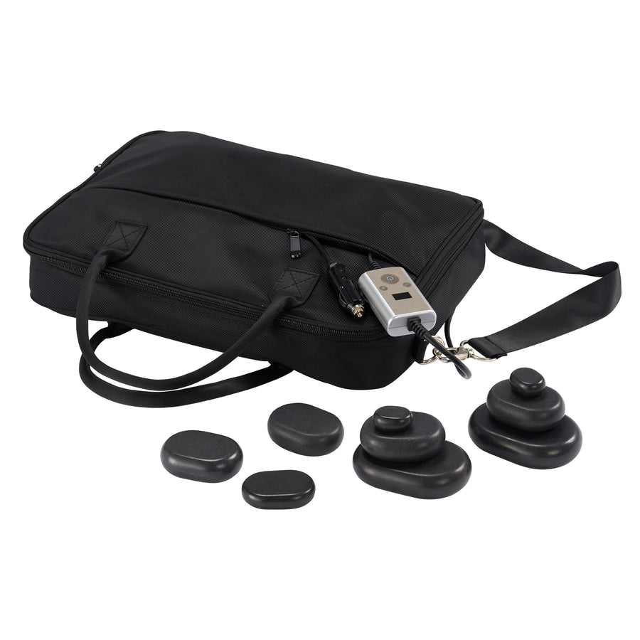 Master Massage Hot Stone Massage Heater Bag with Adjustable Temperature Control, Portable Spa Stone Warmer for Massage Stones & Towels (Black)