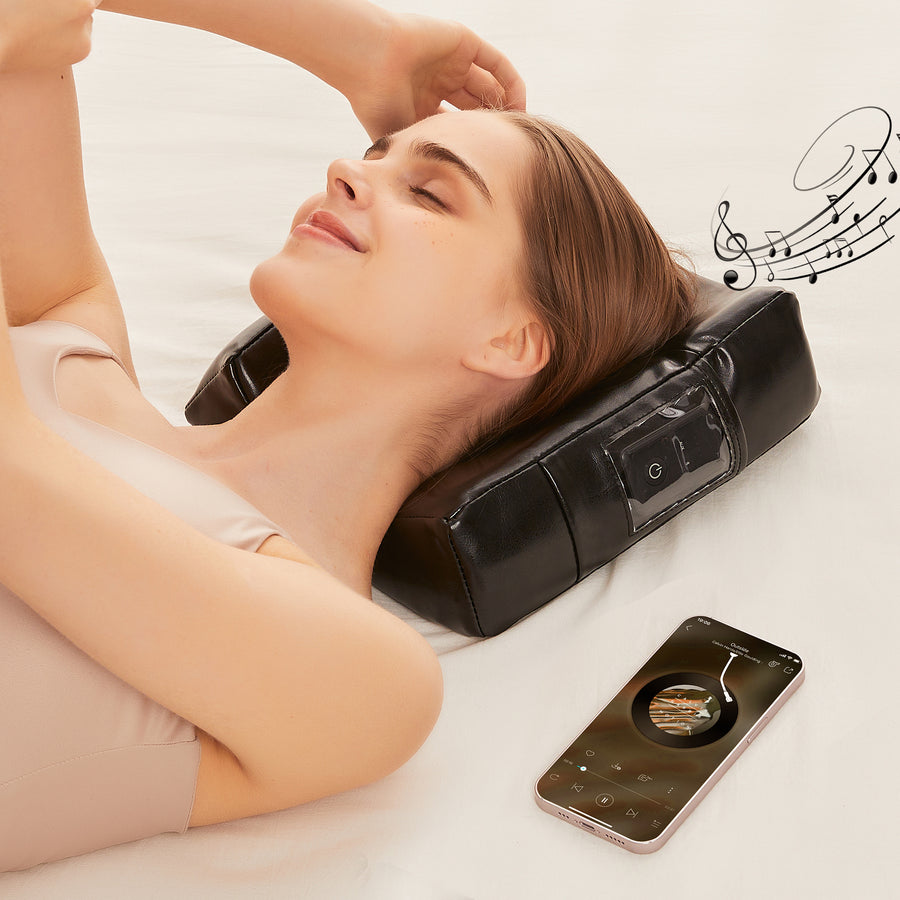 MusicMaster™ High Fidelity Sound Ergonomic Dream Face Cushion- Bluetooth Music Massage Pillow- Black Nano