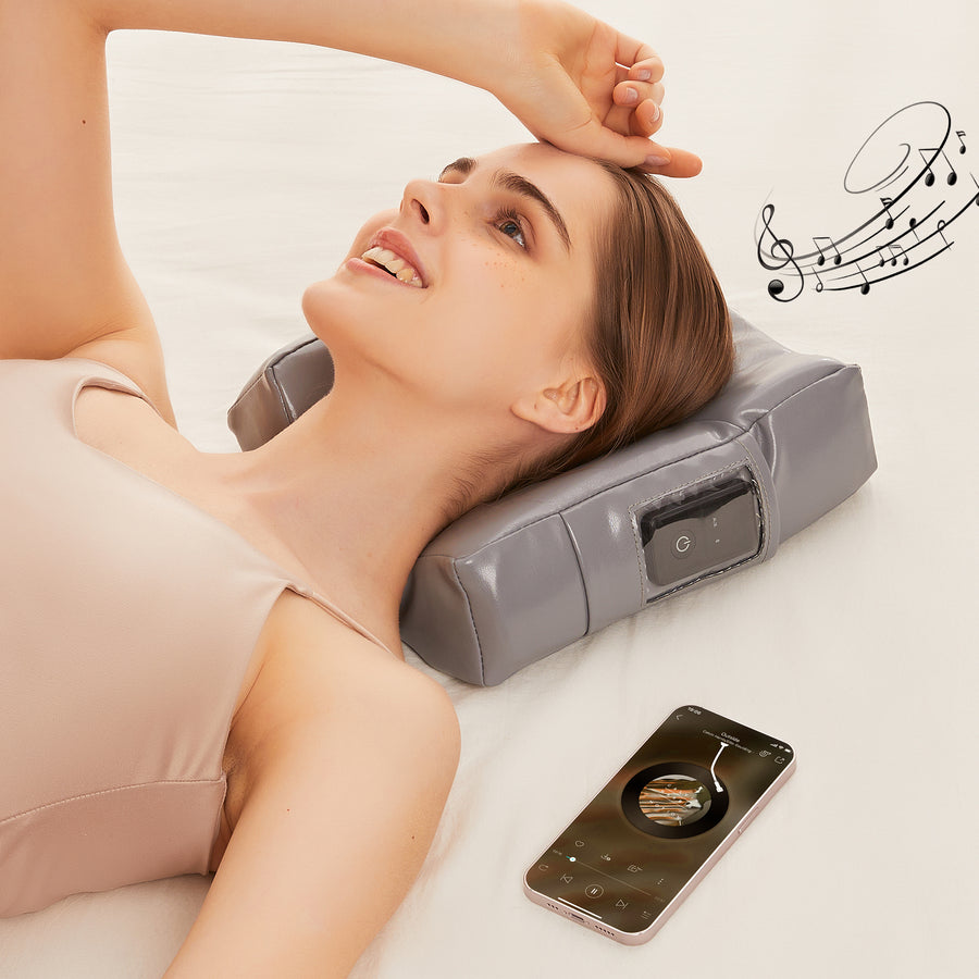 MusicMaster™ High Fidelity Sound Ergonomic Dream Face Cushion- Bluetooth Music Massage Pillow- Dove Grey