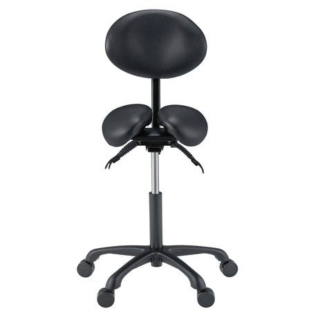 Master Massage Berkeley Ergonomic Saddle Stool -Two Split Part Seat StoolHydraulic Swivel Rolling Seat & Saddle Posture Correction Chair Seat with Backrest and Adjustable Title Angle and Height Black (2 Color Options)