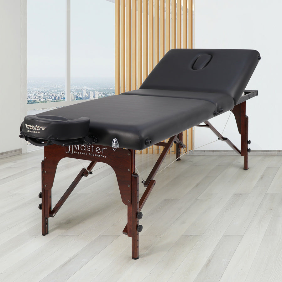 Master Massage 30" Somerest Salon Portable Massage Table Package with Backrest Liftback, Black