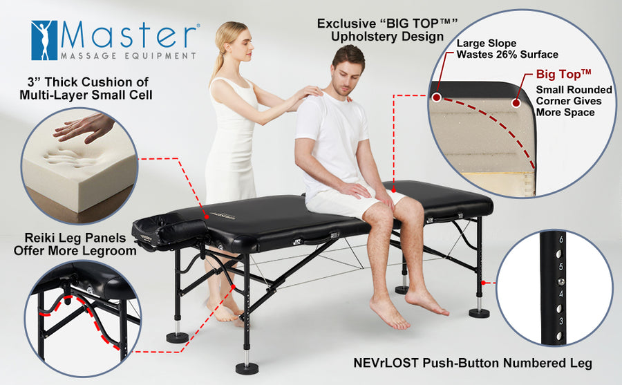 Master Massage 30" STRATOMASTER™ Portable Massage Table Package with NanoSkin™ (Black Color)
