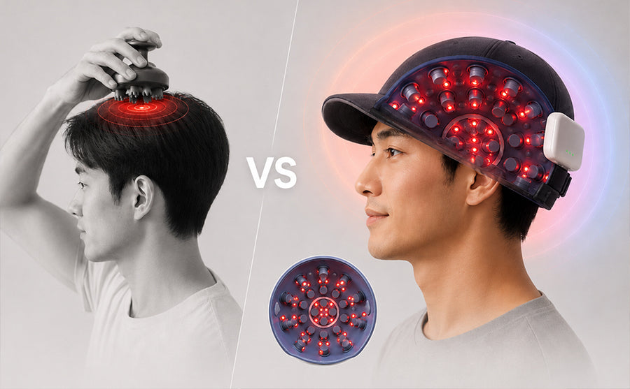 H3 Hands-Free Hair Regrowth Scalp Massager Cap - Navy Blue