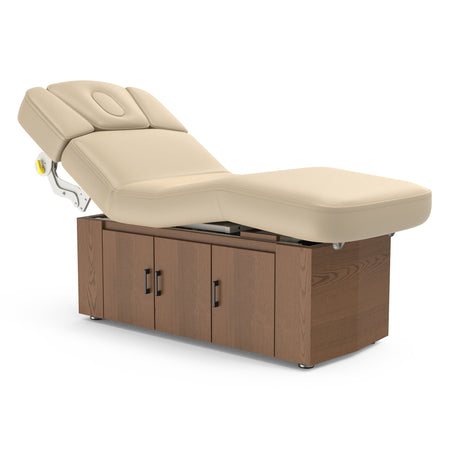 Master Massage 31” Alexander Salon Electric Spa & Massage Table, Light Walnut – Premium Electric Medi Spa Treatment Bed with a Open Door Storage Space