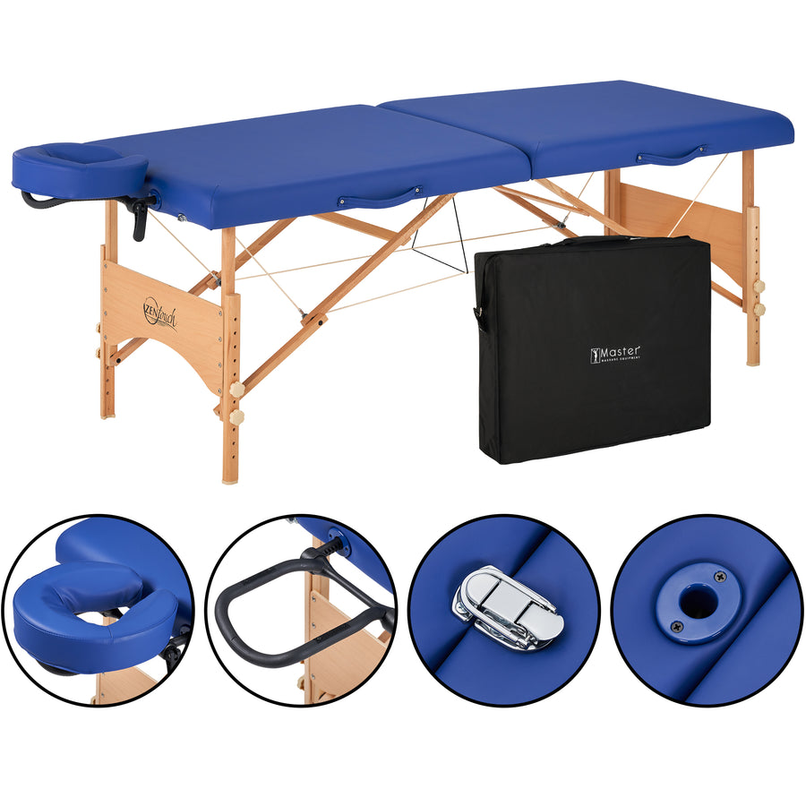 Master ZEN touch Brady Lightweight Portable Massage Table Beauty Bed Tattoo Spa Salon Facial Lush Bed Sky Blue Wood 27