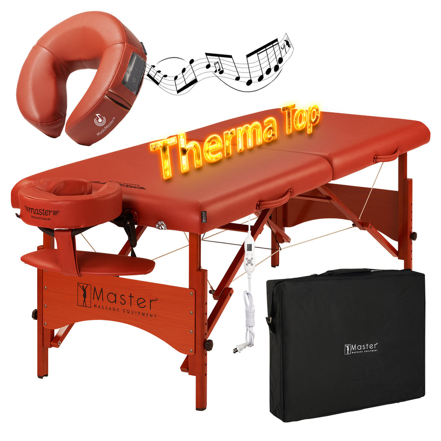 Master Massage 28" FAIRLANE™ Portable Massage Table Package with Therma-Top® - Adjustable Heating System! (Cinnamon Color)