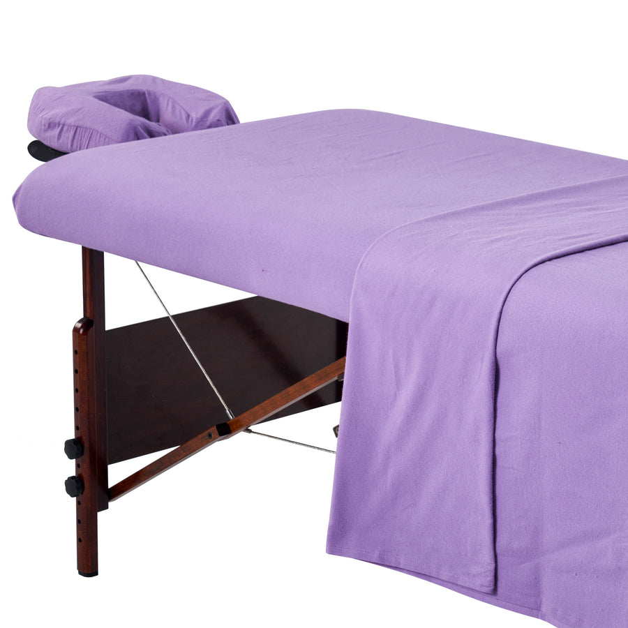 Master Massage Cotton Flannel Sheets Set (3 Piece Set) Massage Table Cover Set, Beauty Salon SPA Bed Replacement Cover, Includes Table Cover, Face Cushion Cover, Table Sheet (Purple)