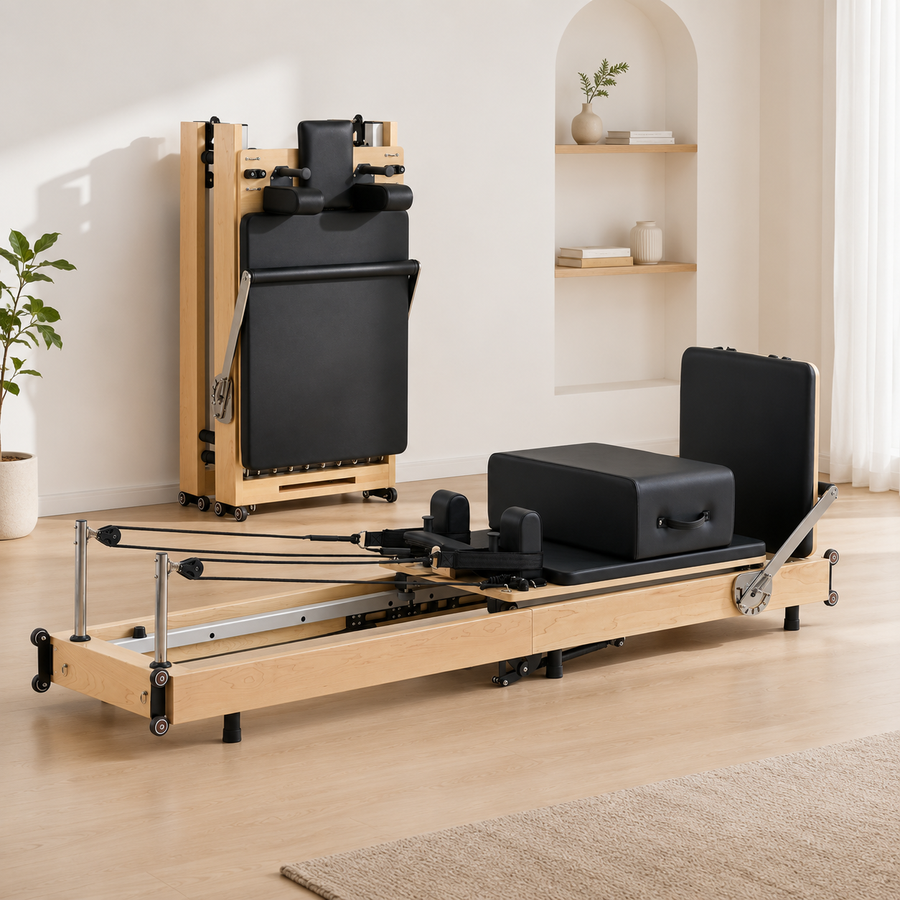 SpaceSaver Foldable Pilates Reformer 60cm Maple Frame