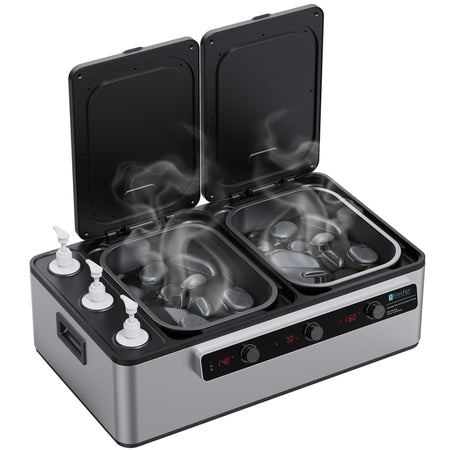 Master Massage Professional Electric Multifunctional Massage Stone Heater, Steam Cooking Heater & 3 Bottle Massage Oil/Lotion/Gel Heater