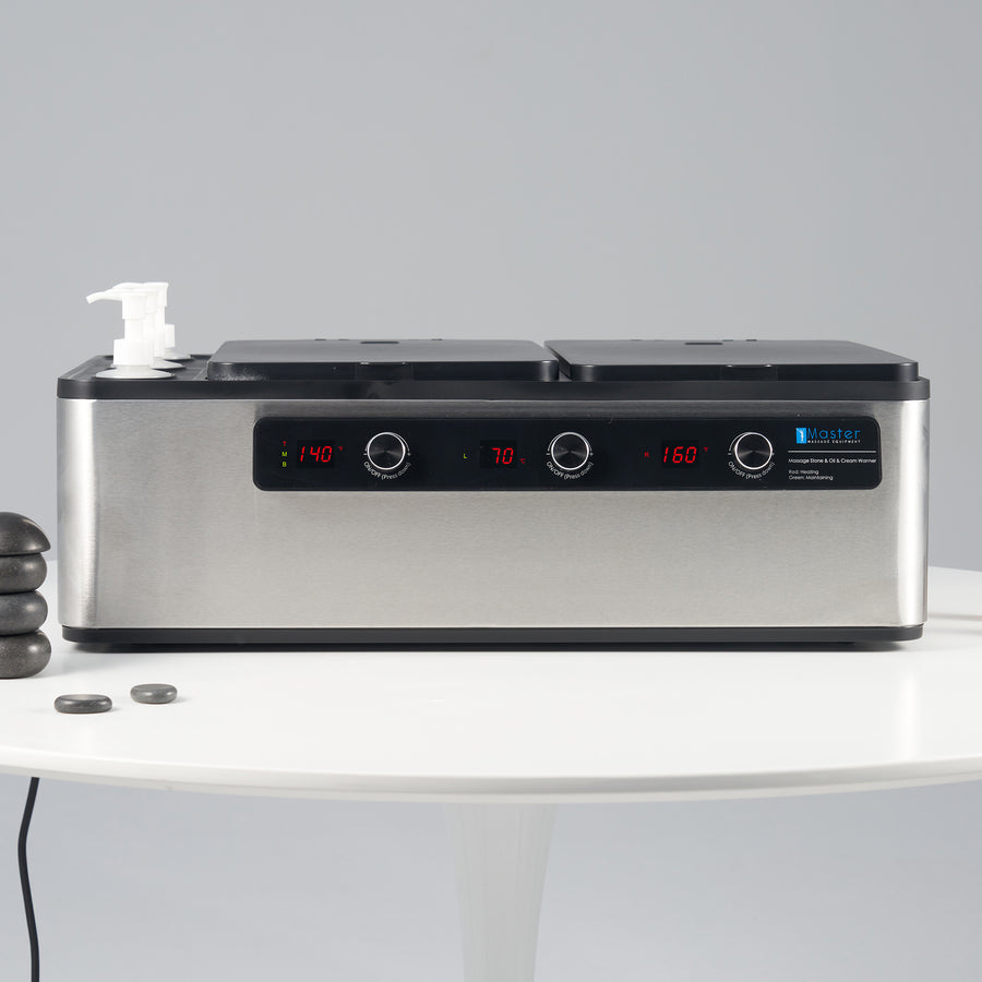 Master Massage Professional Electric Multifunctional Massage Stone Heater, Steam Cooking Heater & 3 Bottle Massage Oil/Lotion/Gel Heater