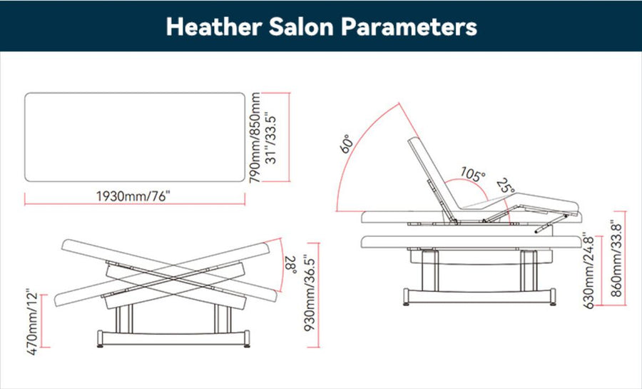 [Presale - 8/23 Sat. PICKUP ONLY, Dallas, TX] Master Massage 31” Heather Salon Dual-Tower Electric Spa Bed
