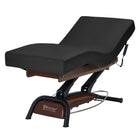 Master Massage Atlas Deluxe Electric Lift Spa Salon Stationary Bed - Walnut Base, Cream Top with Interchangable Black Upholstery