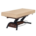 Master Massage Atlas Flat Electric Lift Spa Salon Stationary Bed - Cream Top with Walnut Base