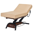 Master Massage Atlas Liftback Electric Lift Spa Salon Stationary Bed - Cream Top with Oak Base