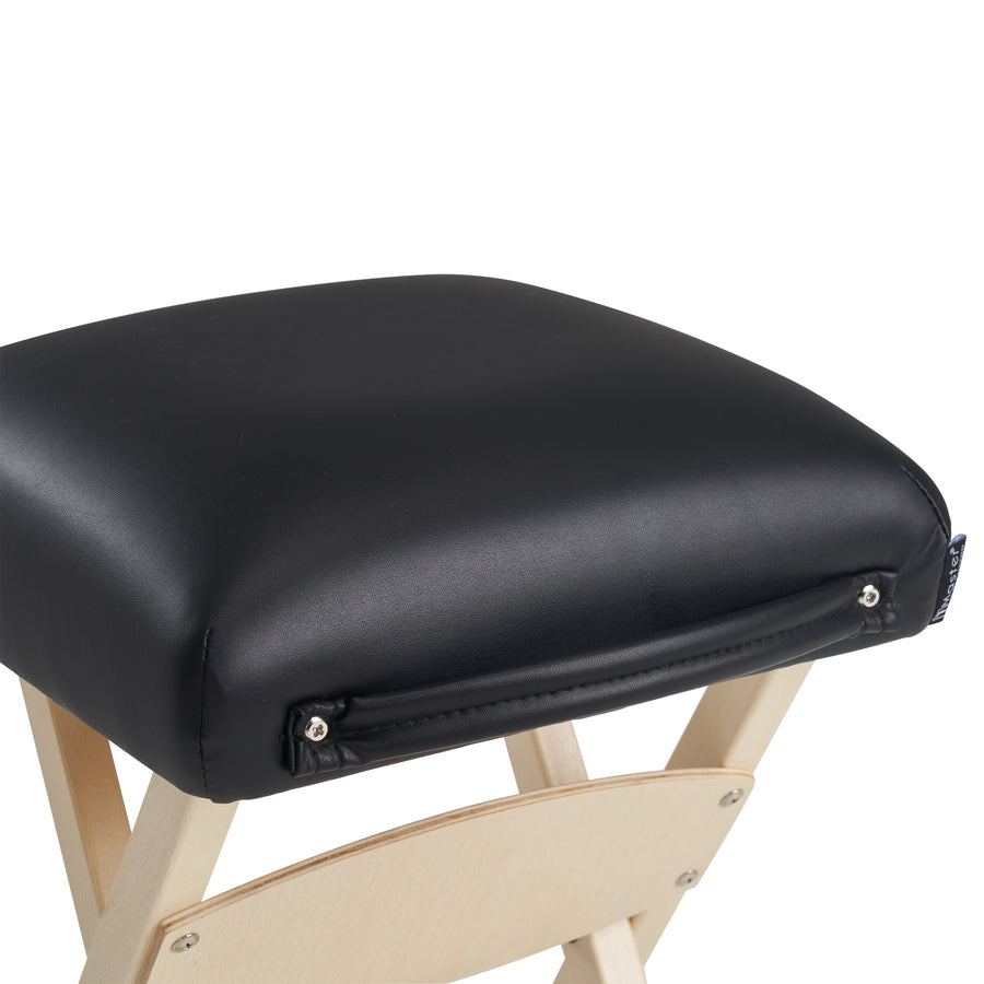 Master Massage Wooden Portable Folding Massage Stool- Lightweight Wood Foldable Tattoo Stool, Black