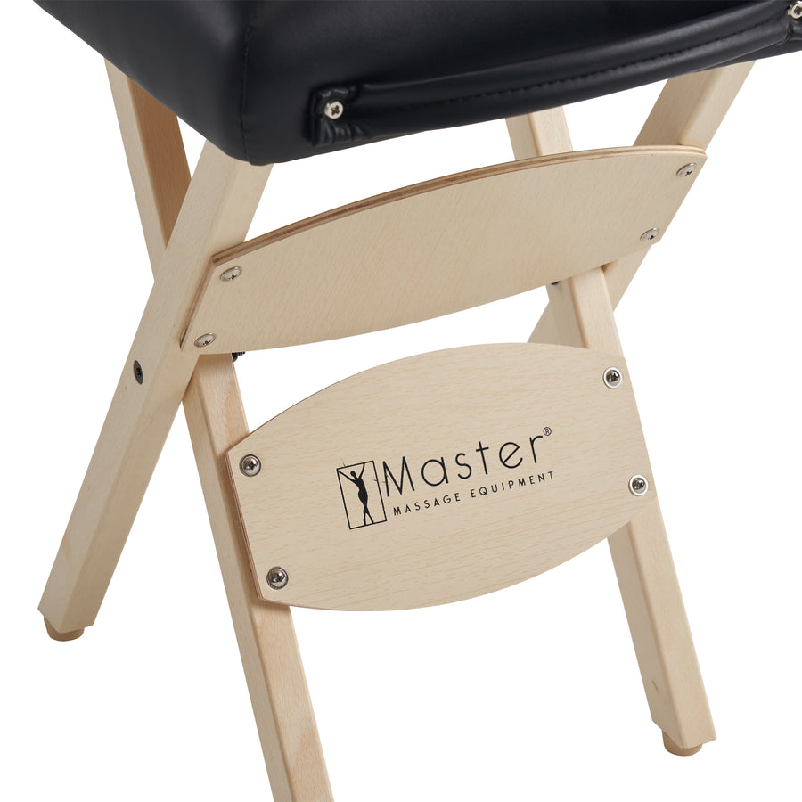 Master Massage Wooden Portable Folding Massage Stool- Lightweight Wood Foldable Tattoo Stool, Black