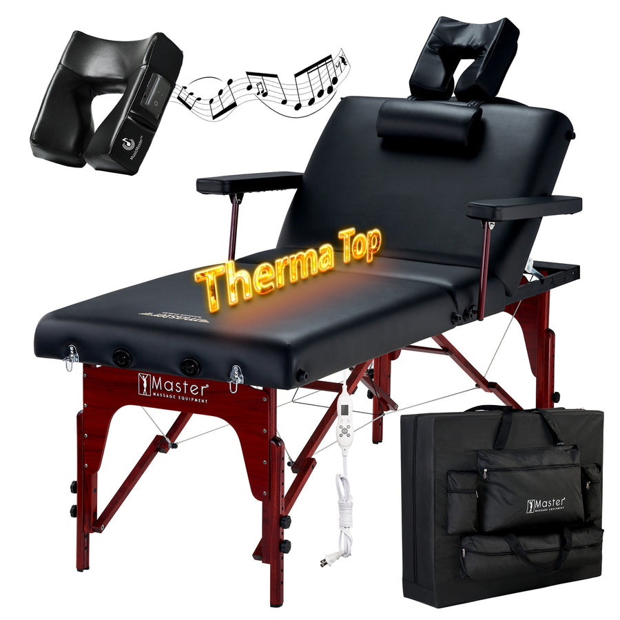 Master Massage 31" Montclair™ Salon Therma-Top® - Ultimate Massage Table and Package, Has All the Bells & Whistles! (Black Color)