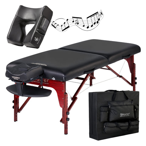 Yaheetech Massage Tables Portable Massage Bed Aluminium Height Adjustable Facial Salon Tattoo Bed With Non-Woven Bag, 24 Inch Width Black