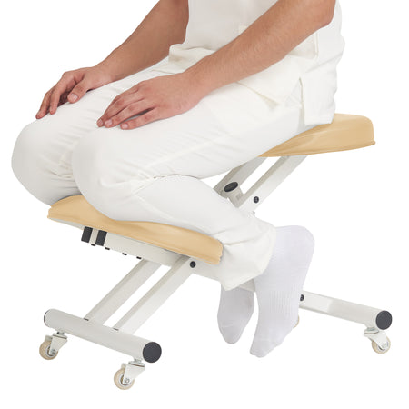 Master Massage Ergonomic Metal Foldable Posture Kneeling Chair for Office –Metal Folding Kneeling Posture Chair for Home and Office-Posture Correction Stool-Improve Your Posture with 2 Color Choice! (Cream)