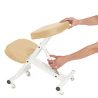 Master Massage Ergonomic Metal Foldable Posture Kneeling Chair for Office –Metal Folding Kneeling Posture Chair for Home and Office-Posture Correction Stool-Improve Your Posture with 2 Color Choice! (Cream)