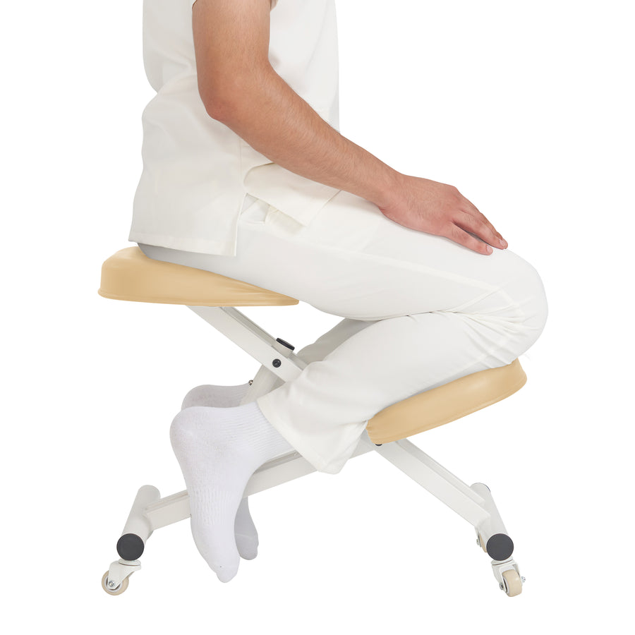 Master Massage Ergonomic Metal Foldable Posture Kneeling Chair for Office –Metal Folding Kneeling Posture Chair for Home and Office-Posture Correction Stool-Improve Your Posture with 2 Color Choice! (Cream)