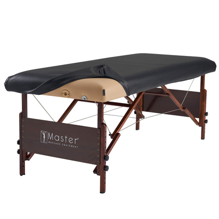 Master Massage Universal Fabric Fitted PU Vinyl Leather Ultra-Durable Protection Cover Sheet for Massage Tables, Black