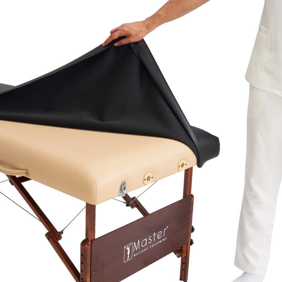 Master Massage Universal Fabric Fitted PU Vinyl Leather Ultra-Durable Protection Cover Sheet for Massage Tables, Cream