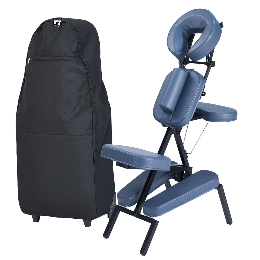 Master Massage - The PROFESSIONAL™ Portable Massage Chair Package with Wheeled Case, Royal Blue