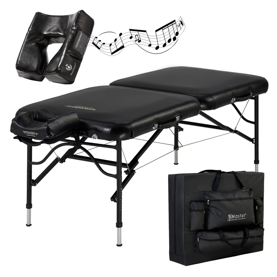 Master Massage 30" STRATOMASTER™ Portable Massage Table Package with NanoSkin™ (Black Color)