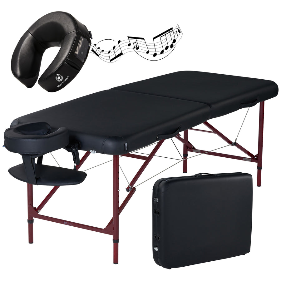 Master Massage 28" ZEPHYR™ Portable Massage Table Package - The ideal platform for ANY Beginning Massage Therapists! (Black Color)