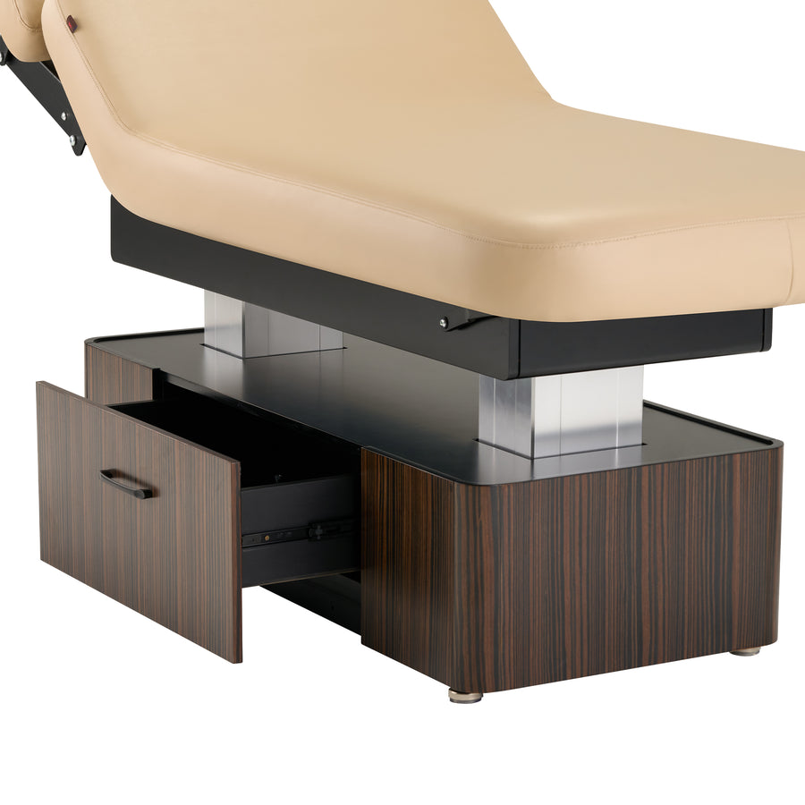 Master Massage 31” Infinity Salon Double-Column Electric Spa & Massage Table, Ebony Veneer – Premium Electric Medi Spa Treatment Bed with a Storage Drawer