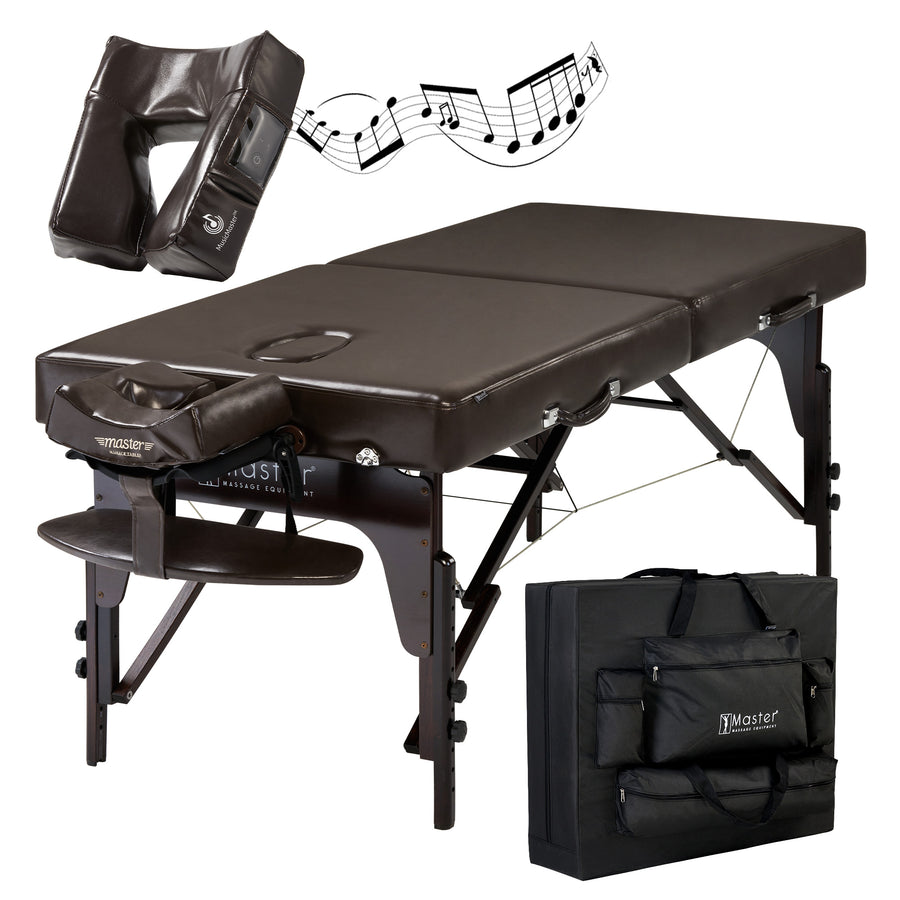 Master Massage 31” SUPREME™ LX Portable Massage Table Package with MEMORY FOAM Layer, Reiki Panels, & Face Port! (Chocolate Italia Color)