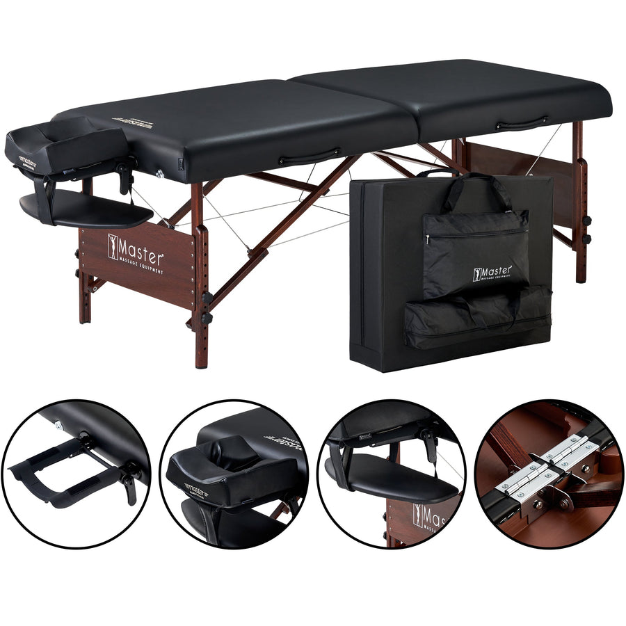 Master Massage 30" DEL RAY™ Portable Massage Table Package (Black Color) with Ambient Light System