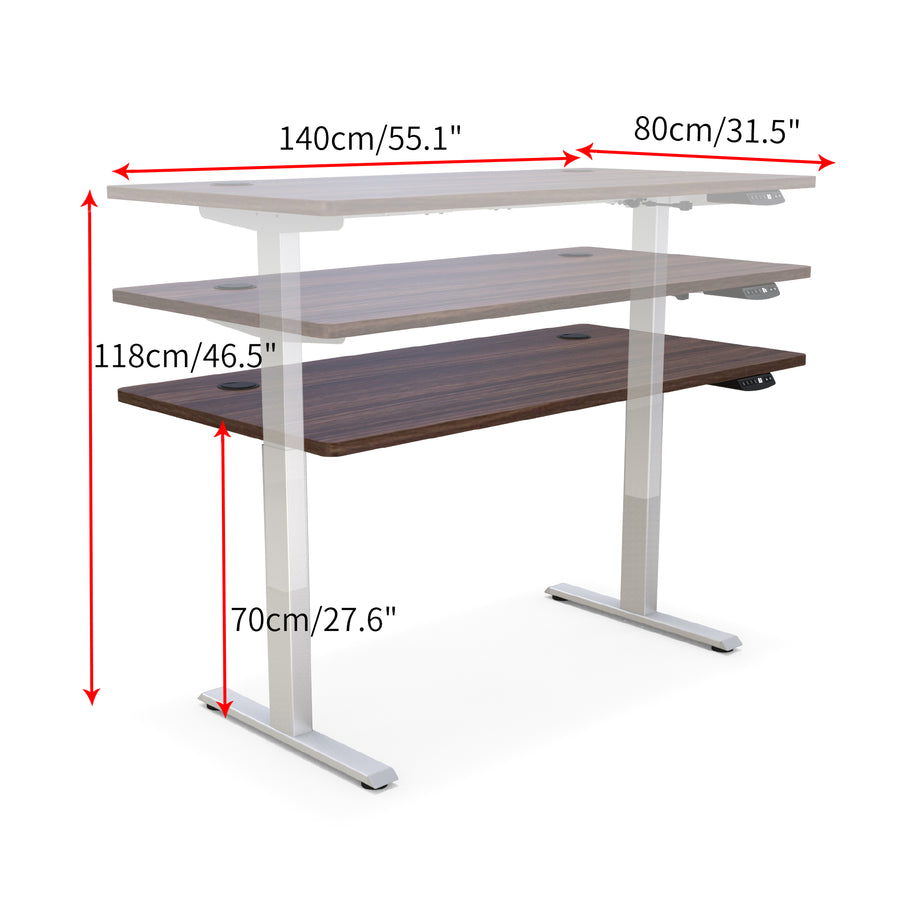 Hi5 Electric Height Adjustable Standing Desks with Rectangular Tabletop (55"x 31.5") for Home Office Workstation with 4 Color Option