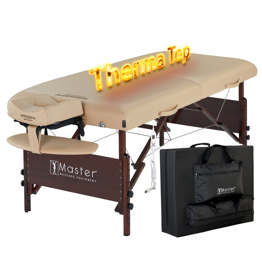 Master Massage 30" DEL RAY™ SALON Portable Massage Table Package with Therma-Top® - Adjustable Heating System! (Sand Color)