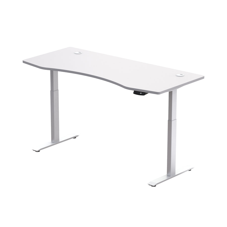 Hi5 Ez Electric Height Adjustable Standing Desk with ergonomic contoured Tabletop (71"x 31.5" / 180 x 80cm) and dual motor lift system for Home Office Workstation
