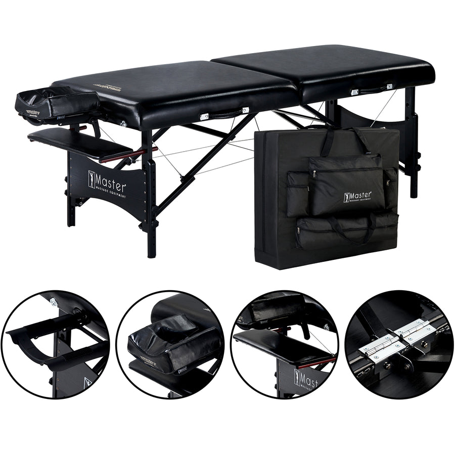 Master Massage 30" GALAXY™ Portable Massage Table Package with THERMA-TOP® - Built-In Adjustable Heating System, Black Color