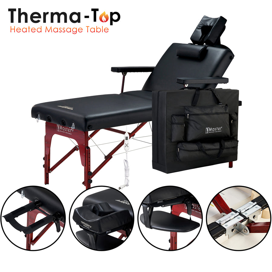 Master Massage 31" Montclair™ Salon Therma-Top® - Ultimate Massage Table and Package, Has All the Bells & Whistles! (Black Color)